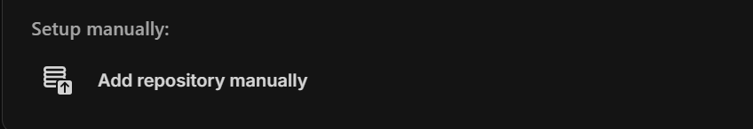 Screenshot of the manual setup option in Level CI, displaying the ability to add repositories manually.